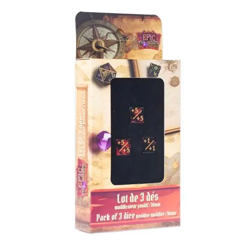 Lot de 3 dés modificateur positif - 16mm - Rouge et noir